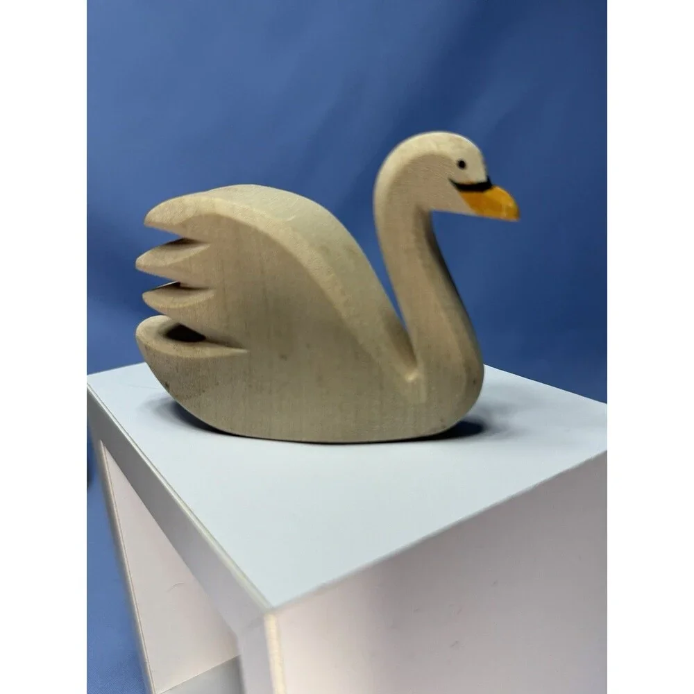 Ostheimer Wood Swan Hand Painted Made In Germany, Stamped VTG